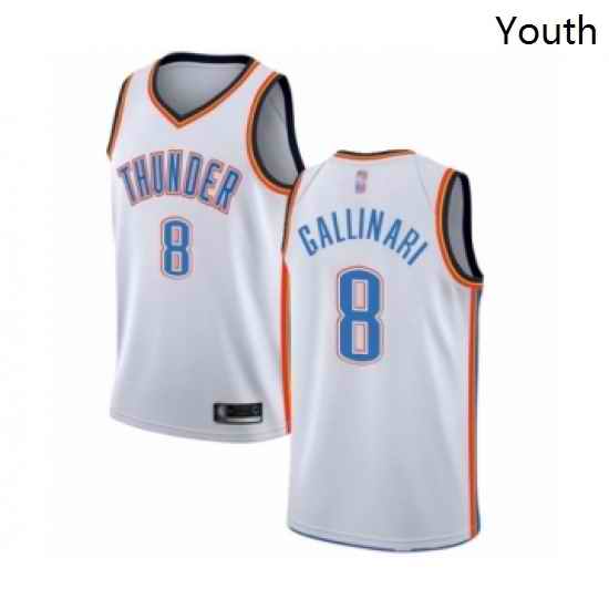 Youth Oklahoma City Thunder 8 Danilo Gallinari Swingman White Basketball Jersey Association Edition